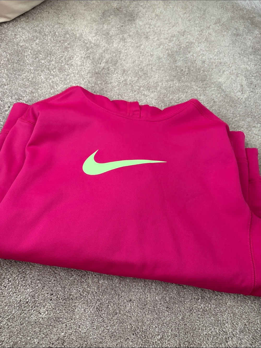 Nike Pink Hoodie Sweatshirt with Lime Swoosh